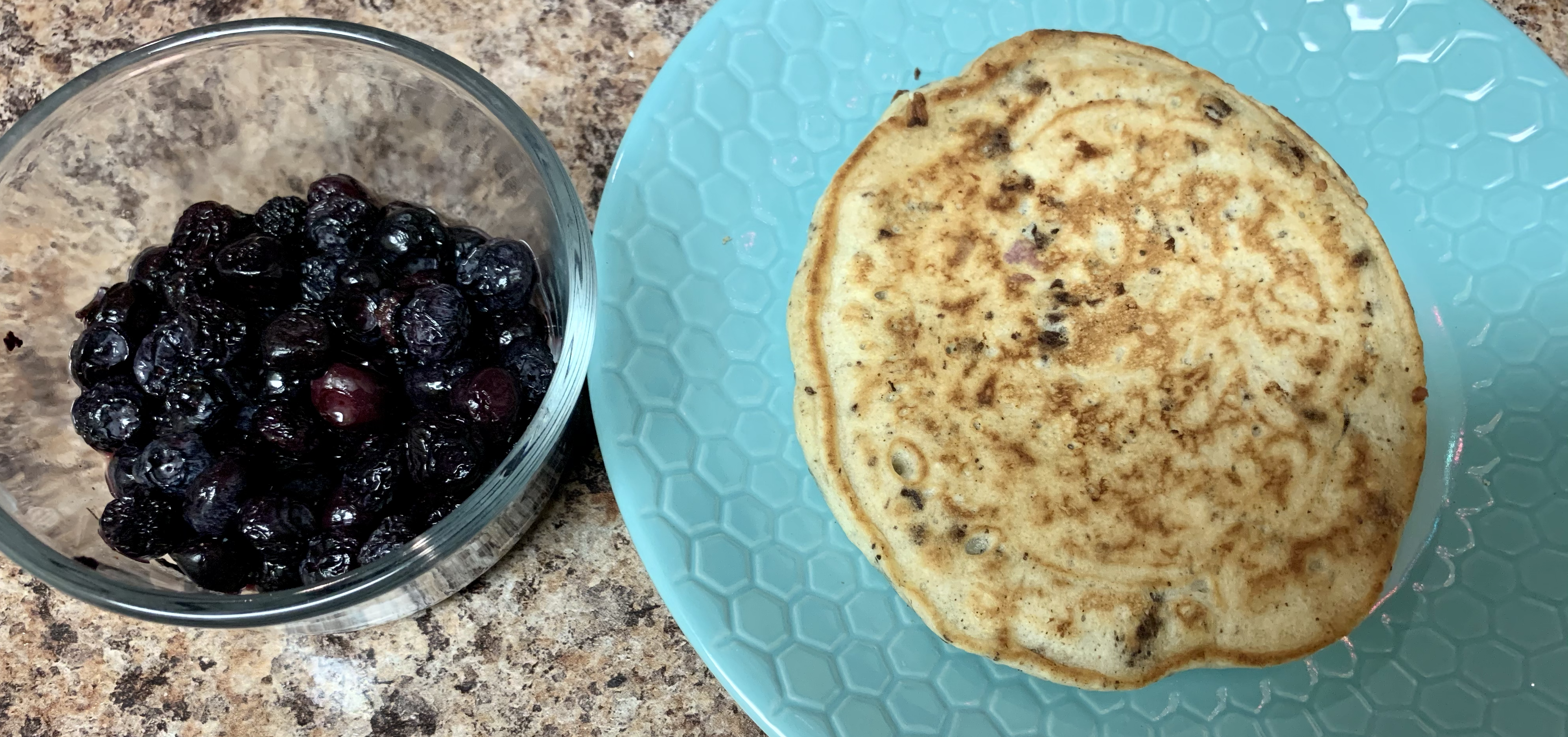 Chocolate Chip Pancakes + Blueberries